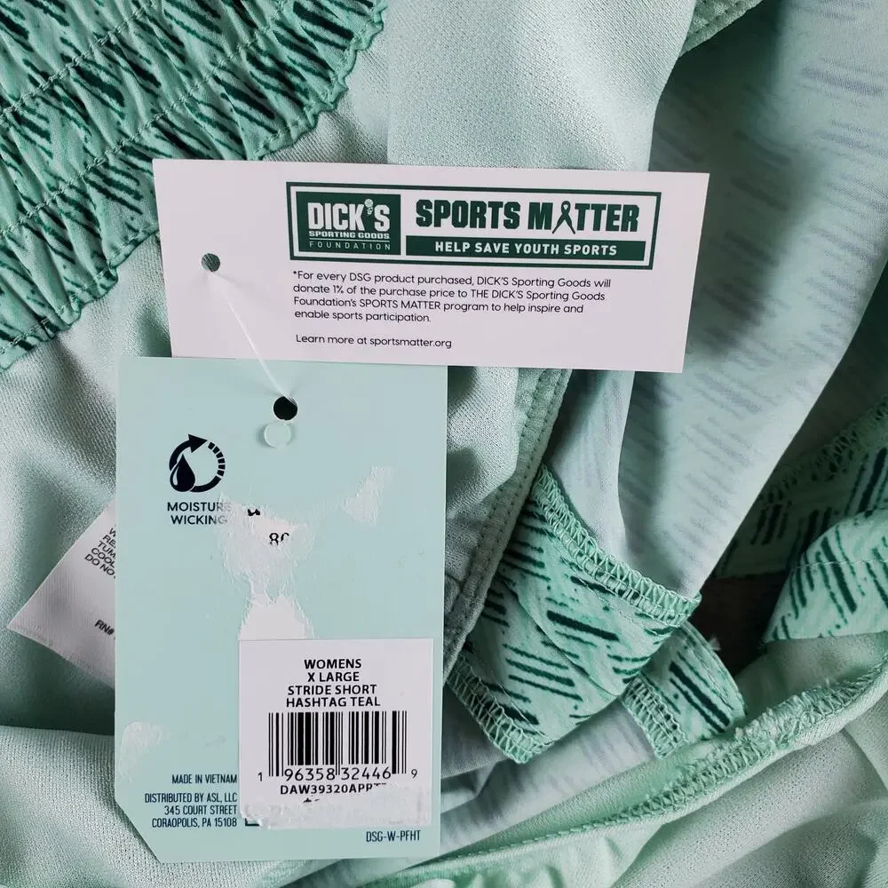 DSG‎ Womens Size XL Mid Rise Running Shorts Lined Hashtag Teal 3in Inseam New